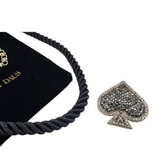 Heidi Daus "Dealers Choice Spade" Crystal Spade Pin & Black Cord Necklace Set